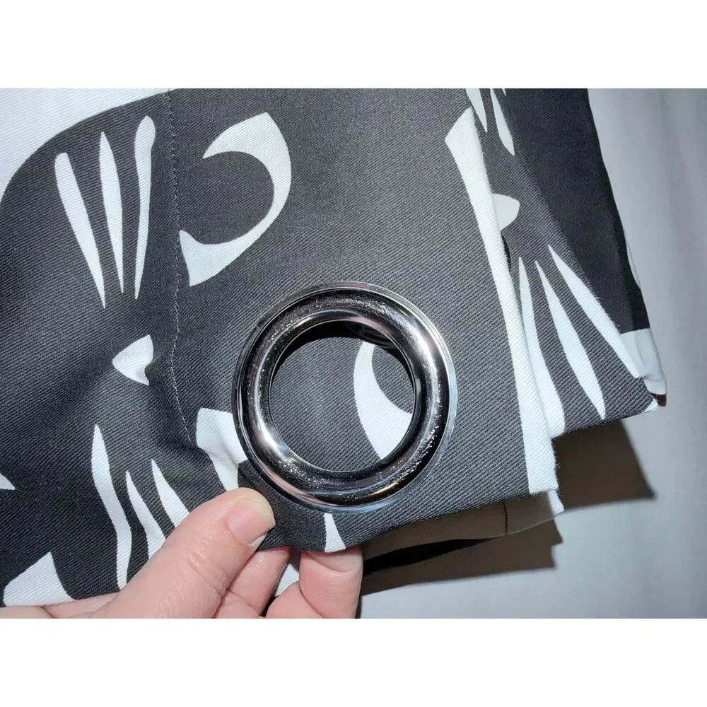 IKEA Mattram black cat set of 2 curtain panels 57x98 and long pillow catlady fun
